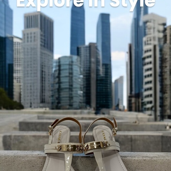 Coach Caterine T-Strap Thong Sandals Ivory patent leather size 9.5 B - Picture 5 of 12